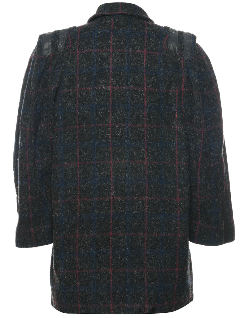 Checked Pattern Wool Coat - M