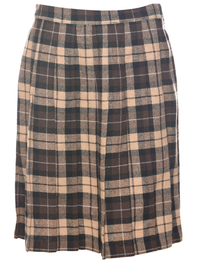 Checked Pleated Skirt - M