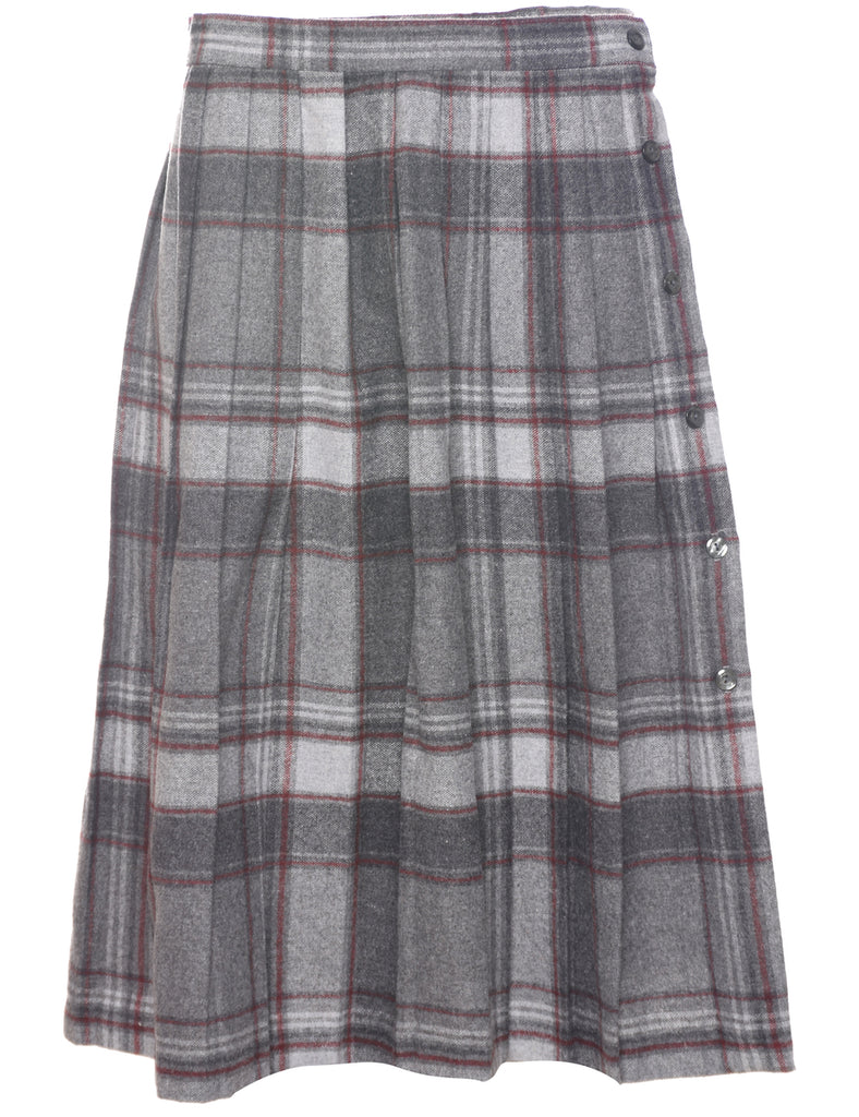 Checked Pleated Skirt - M