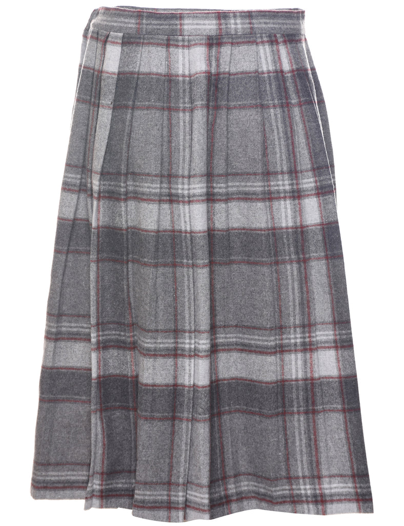 Checked Pleated Skirt - M