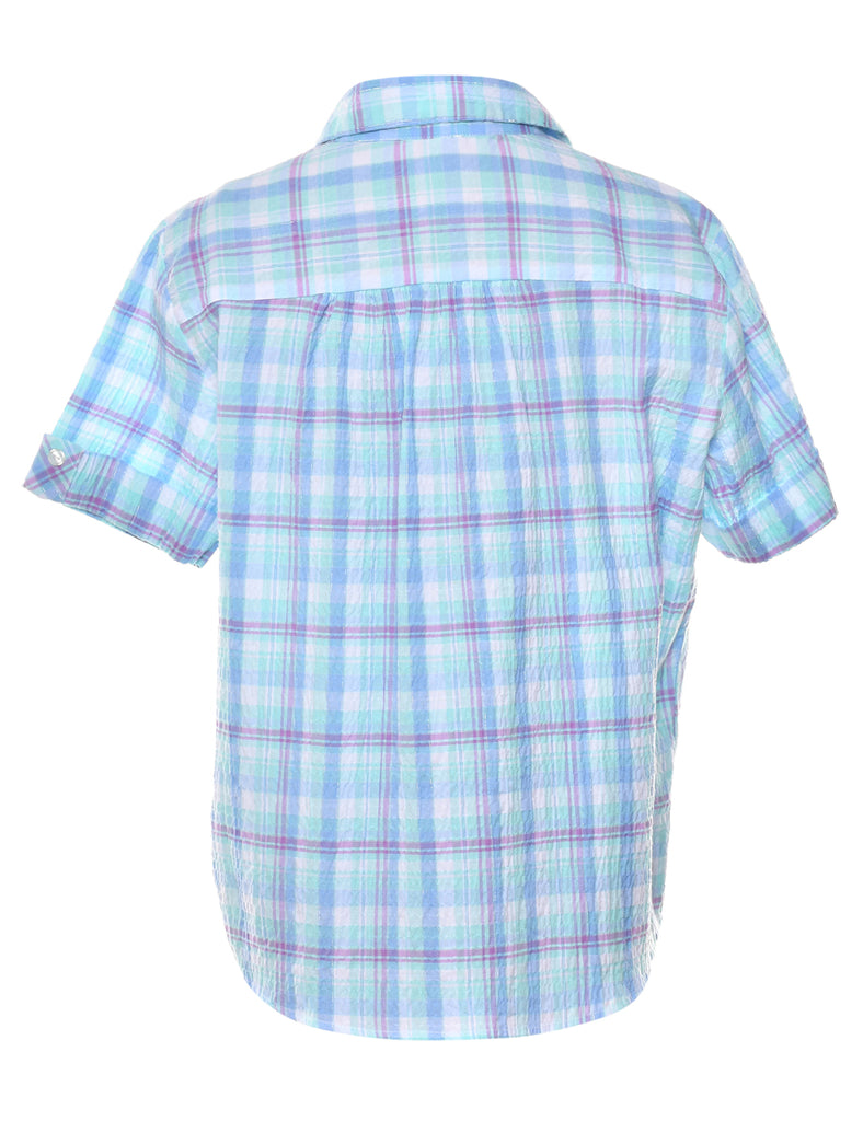 Checked Roll-up Tab Sleeves Shirt - XL