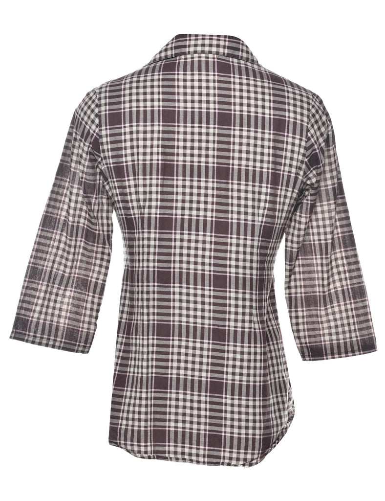 Checked Ruffled Shirt - M