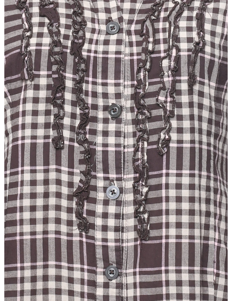 Checked Ruffled Shirt - M