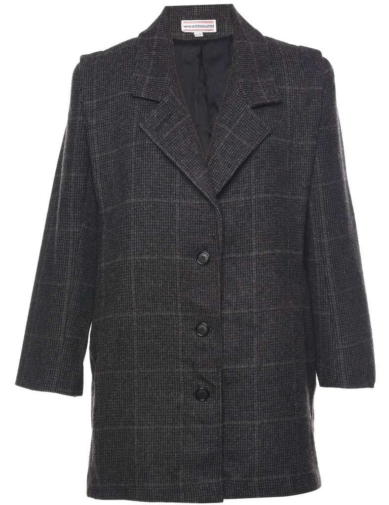 Checked Wool Coat - L