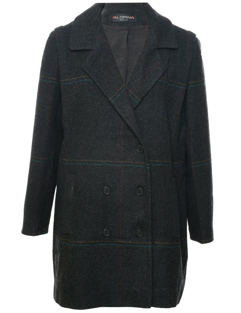 Checked Wool Coat - XL