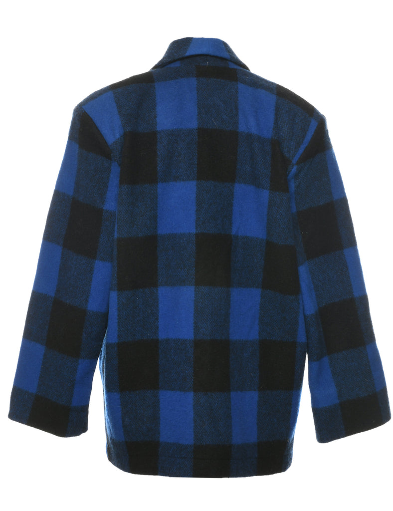 Checked Wool Coat - L