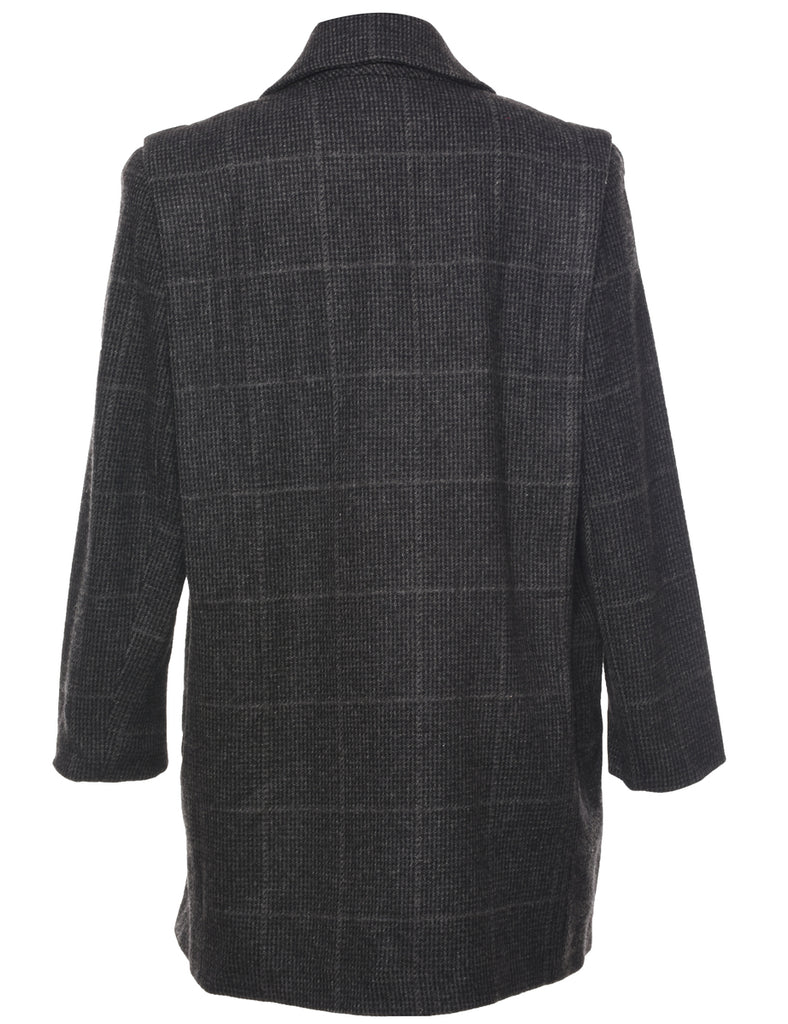 Checked Wool Coat - L