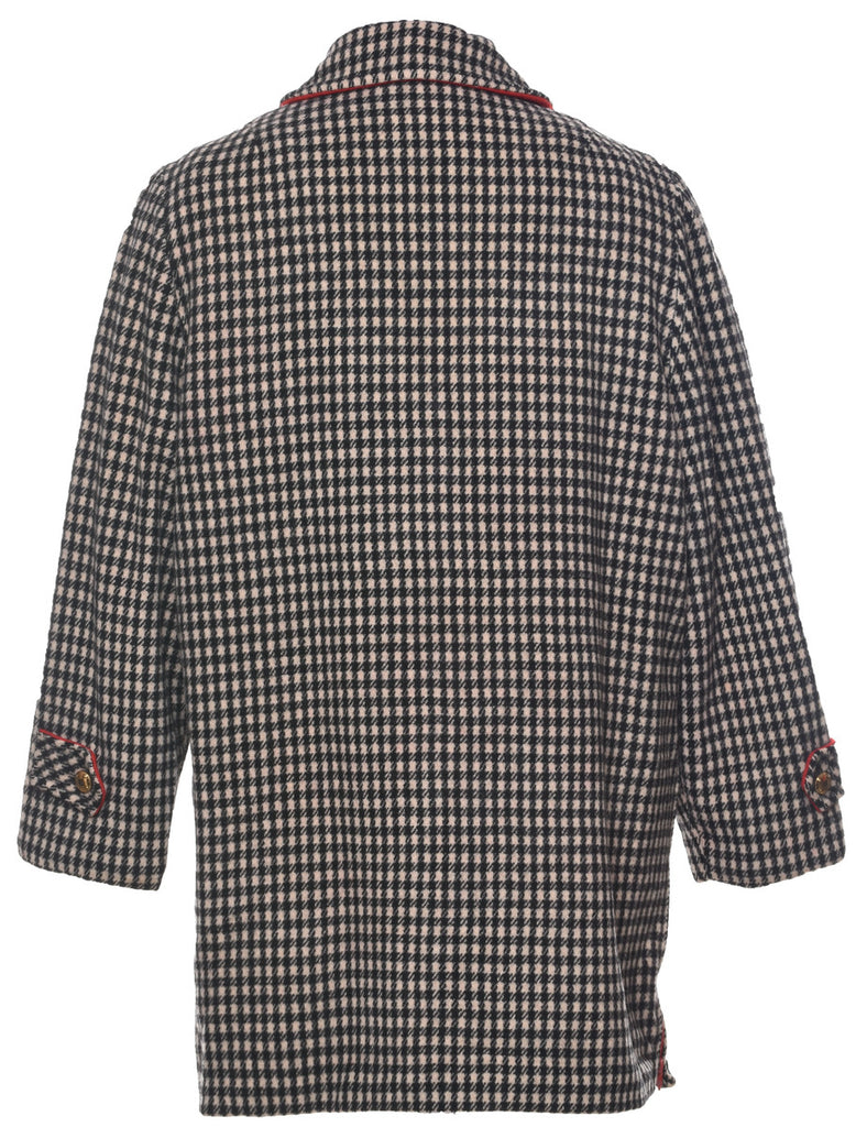 Checked Wool Coat - L