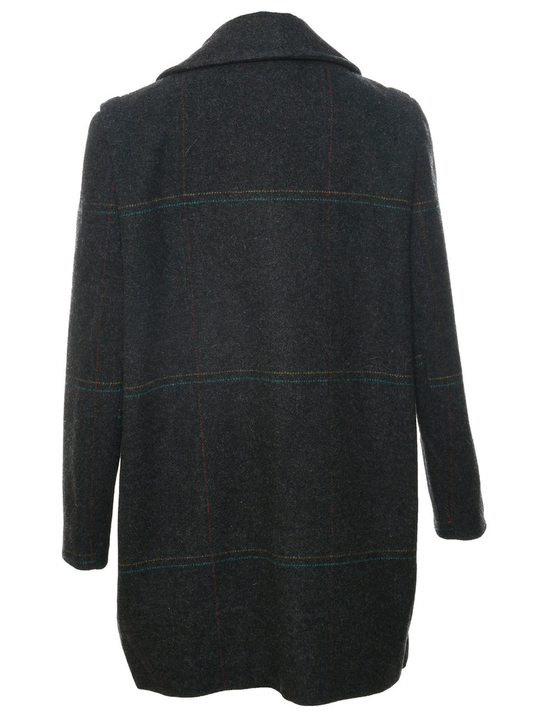 Checked Wool Coat - XL