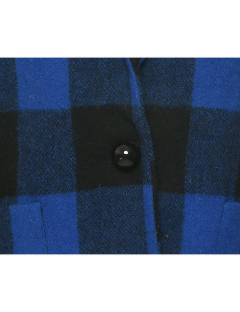 Checked Wool Coat - L