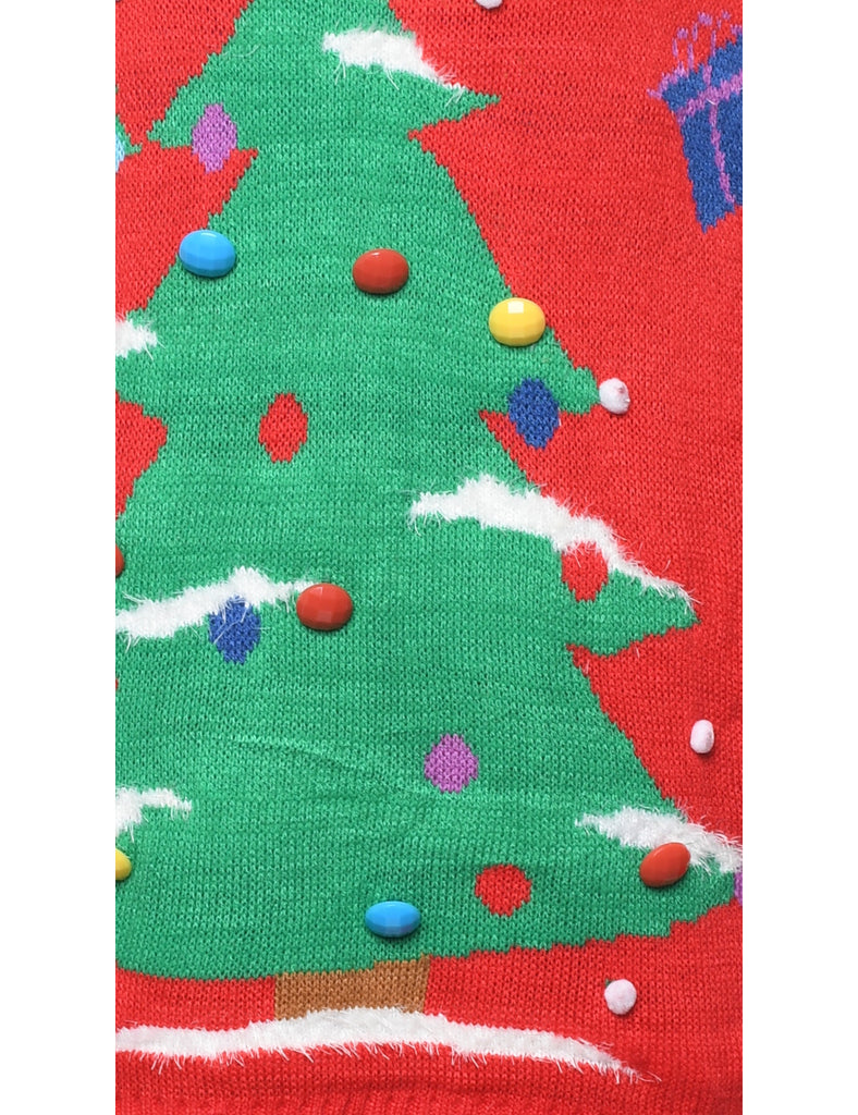 Christmas Tree Print Jumper - L