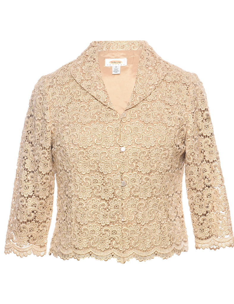 Classic Beige Lace Evening Jacket - M