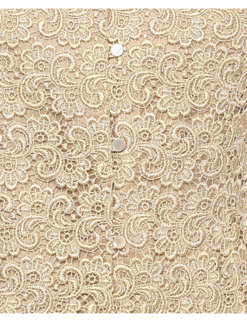 Classic Beige Lace Evening Jacket - M