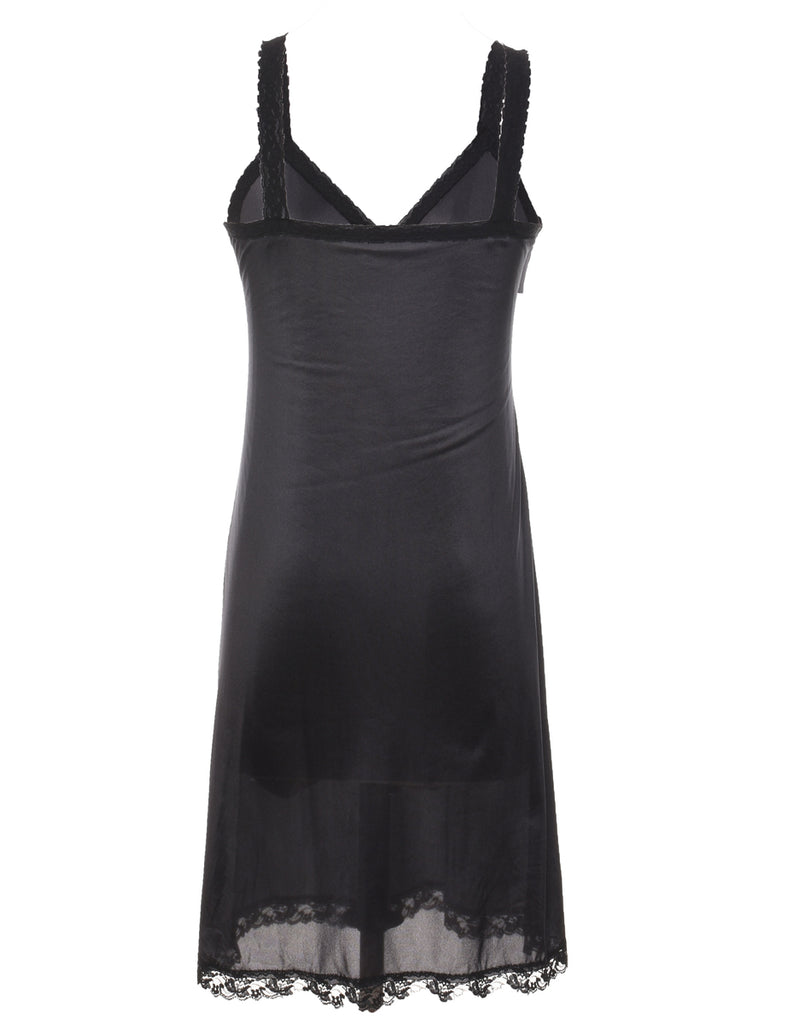 Classic Black Lace Trim Slip Dress - XS