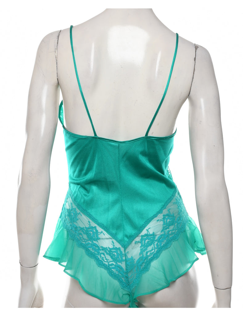 Classic Green Frilled Sheer Bodysuit - S