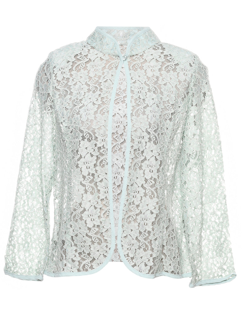 Classic White Lace 1980s Blouse - M