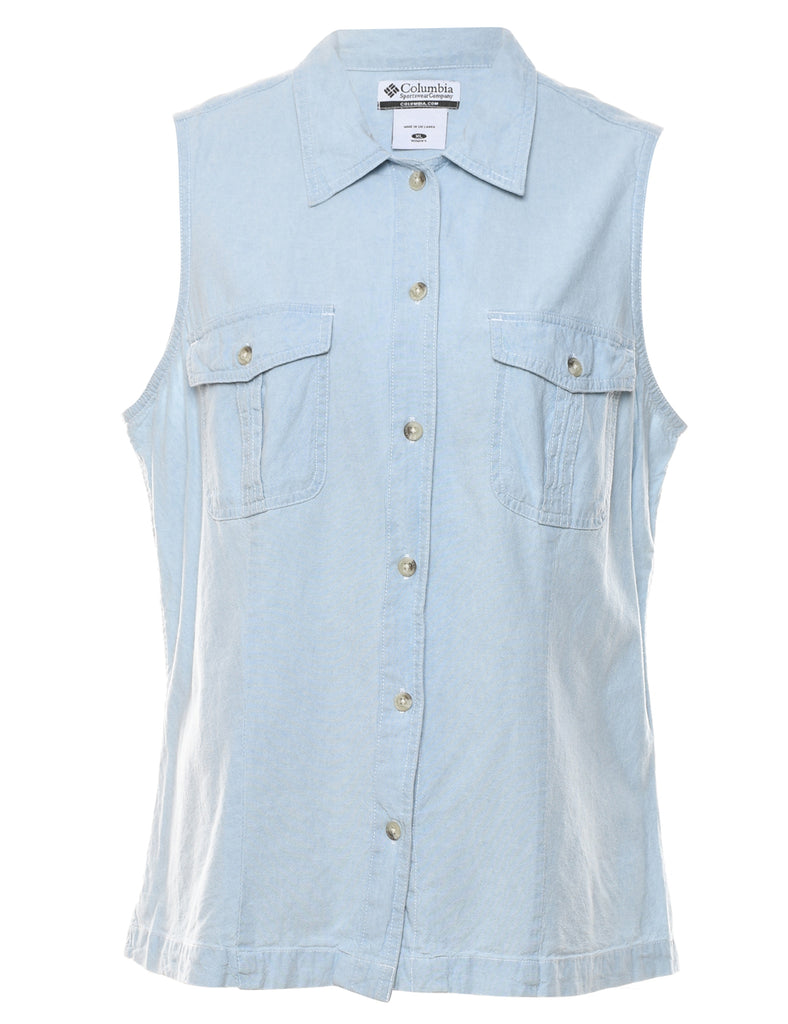 Columbia Light Wash Sleeveless Denim Shirt - L