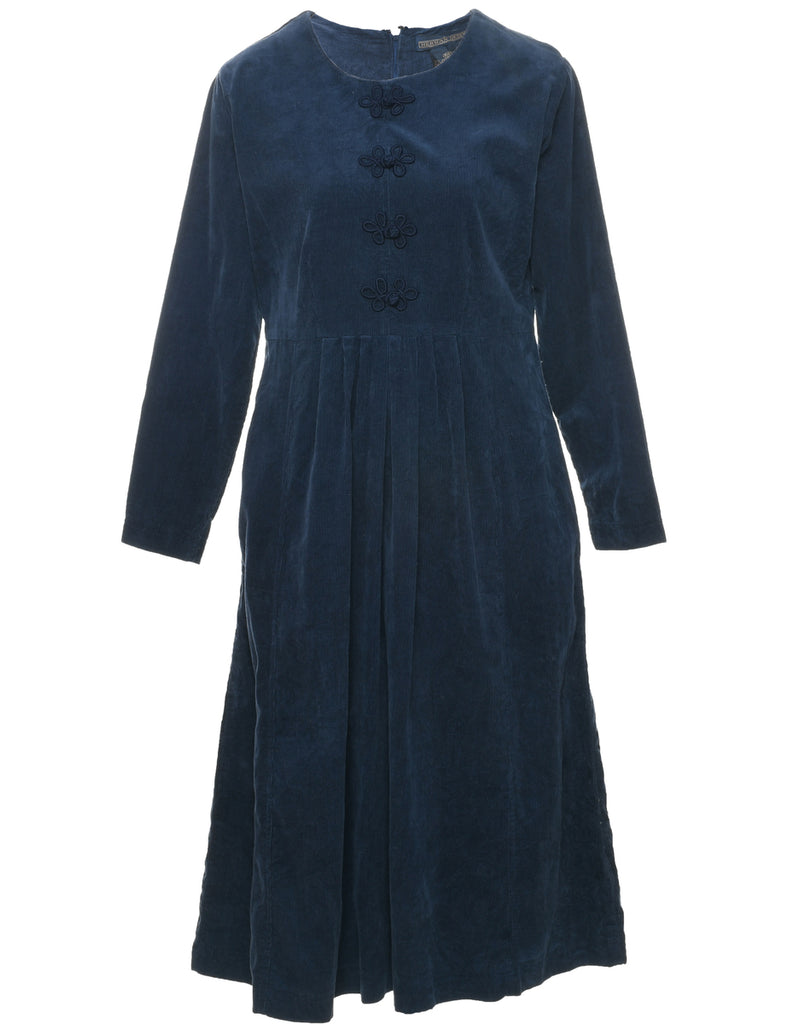 Corduroy Navy Dress - M