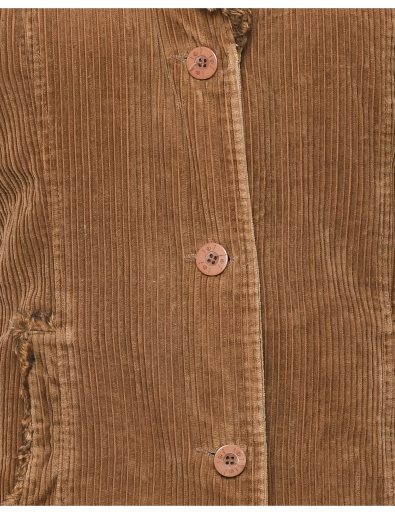 Corduroy Y2K Faux Fur Trim Jacket - M