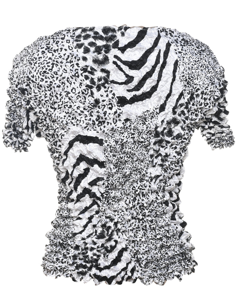 Crinkle Animal Printed Top - M