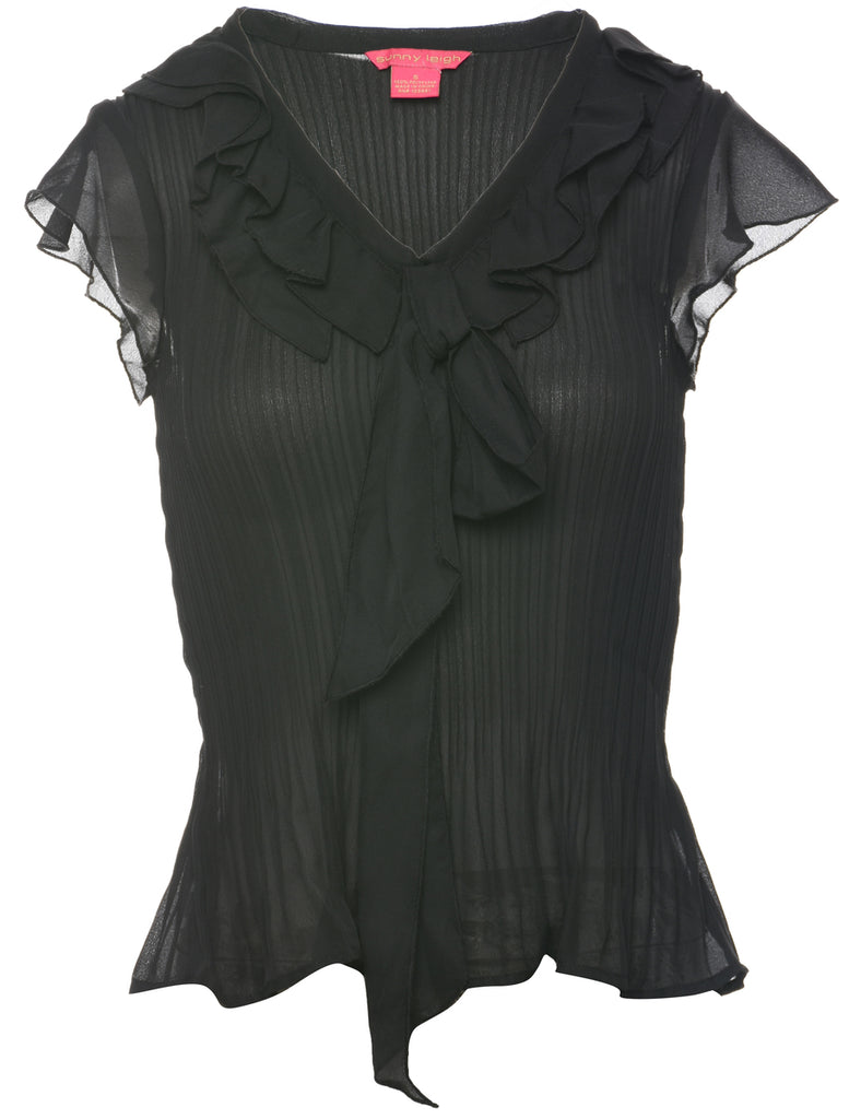 Crinkle Black Top - S