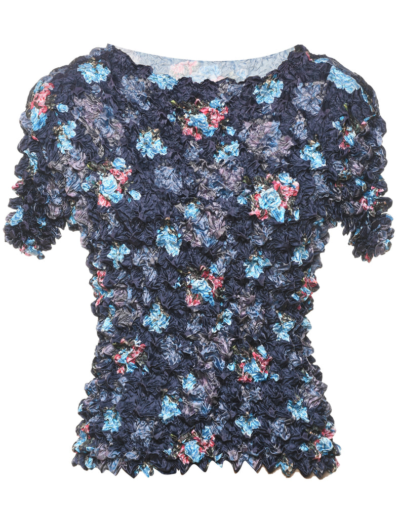 Crinkle Floral Printed Top - M