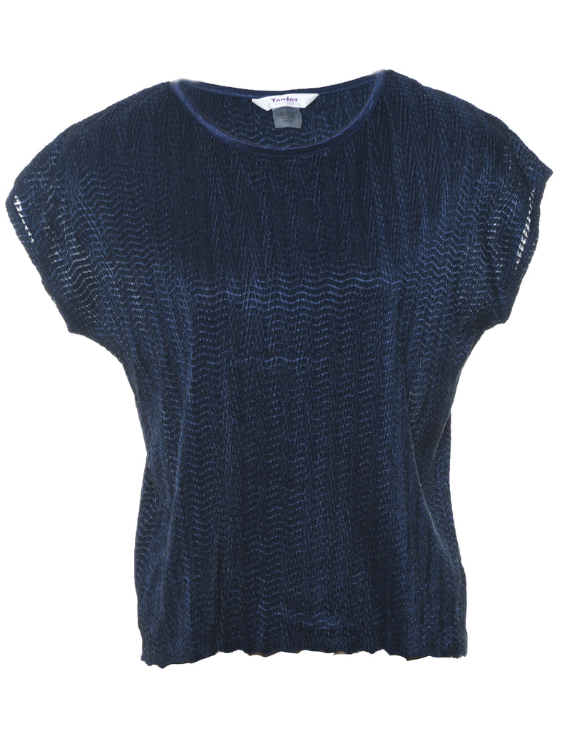 Crinkle Navy Top - S