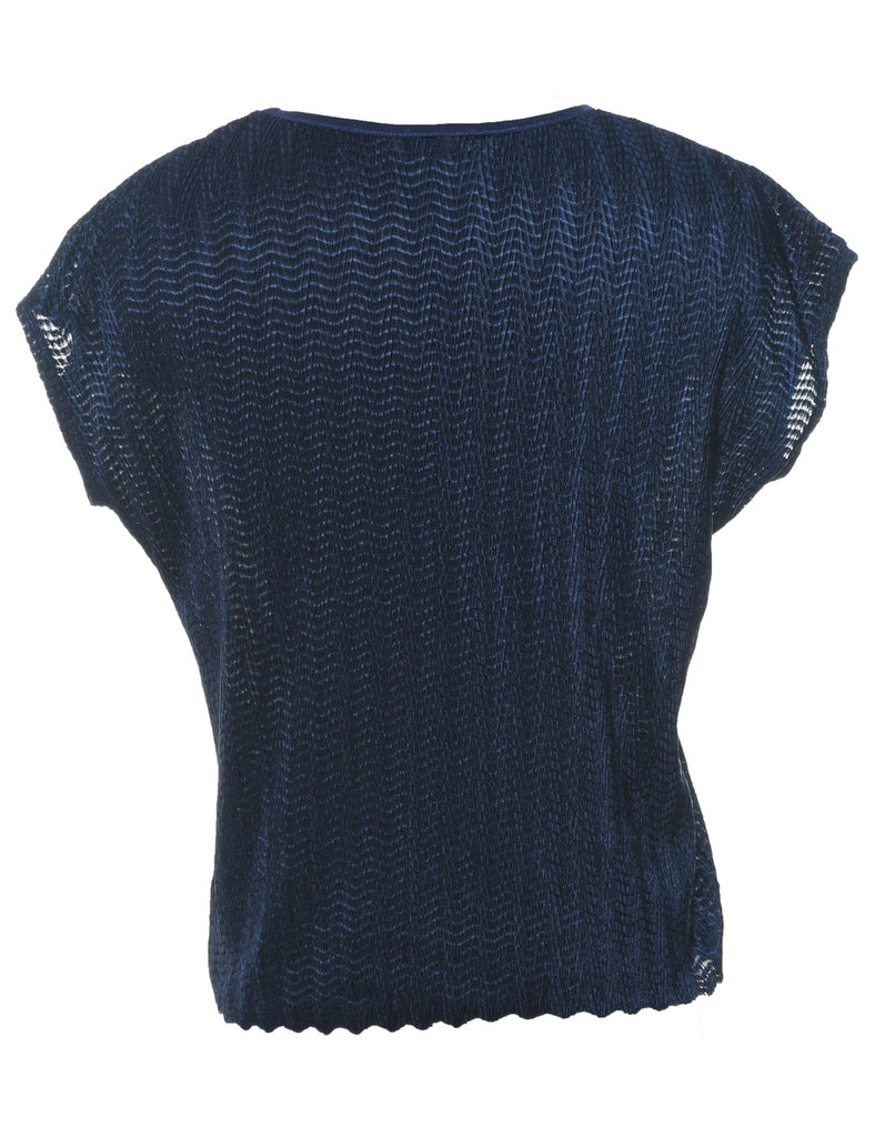 Crinkle Navy Top - S