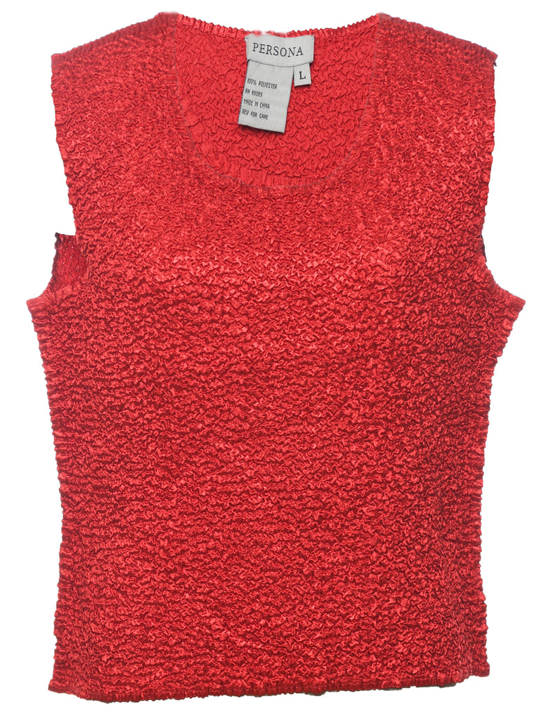 Crinkle Red Top - L