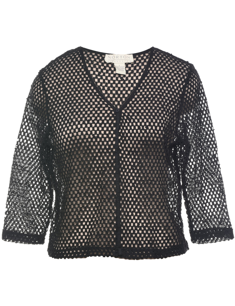 Crochet Black Cardigan - L