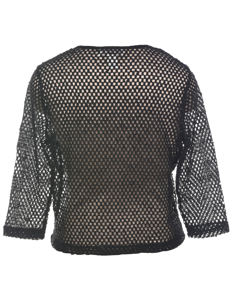 Crochet Black Cardigan - L