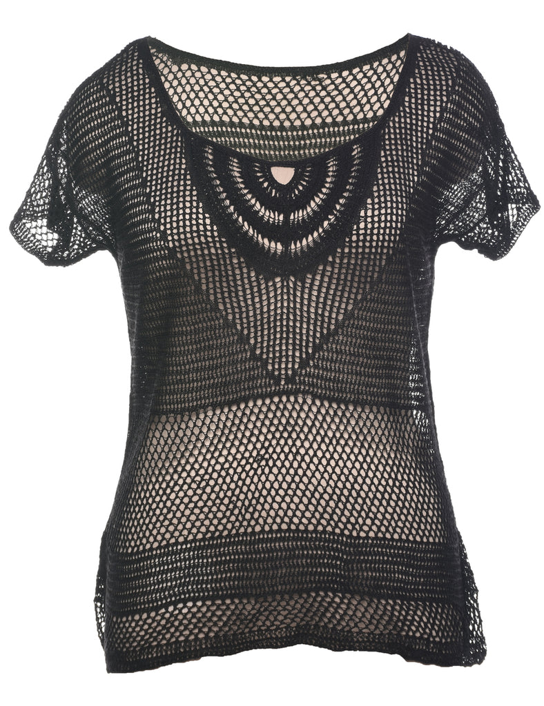 Crochet Black Jumper - L