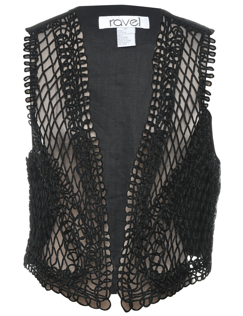 Crochet Black Waistcoat - M