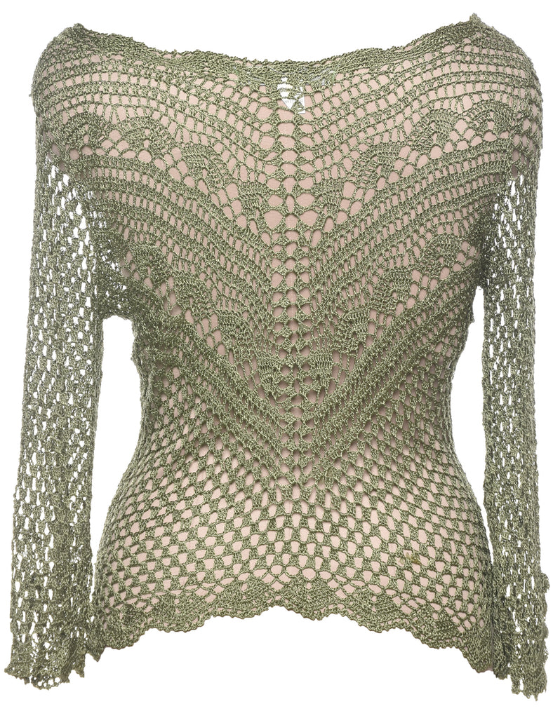 Crochet Green Jumper - M
