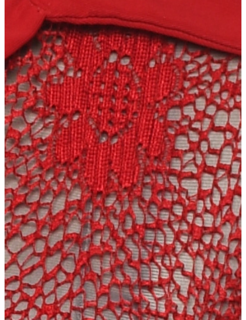 Crochet Red Floral Jacket - XL