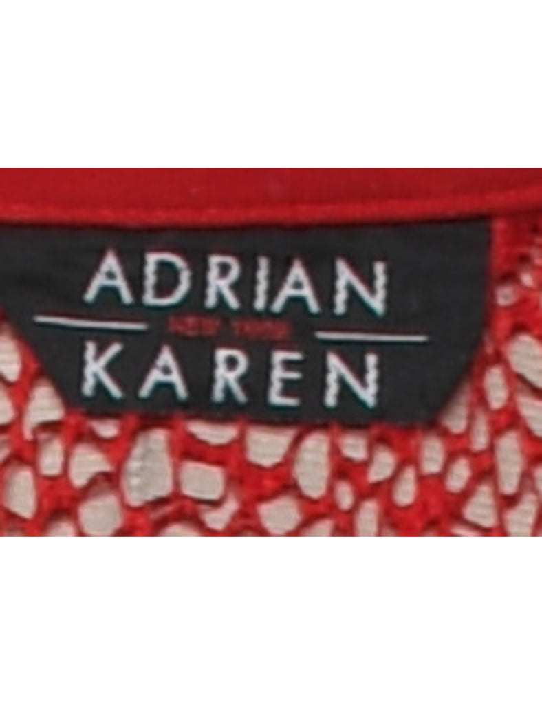 Crochet Red Floral Jacket - XL