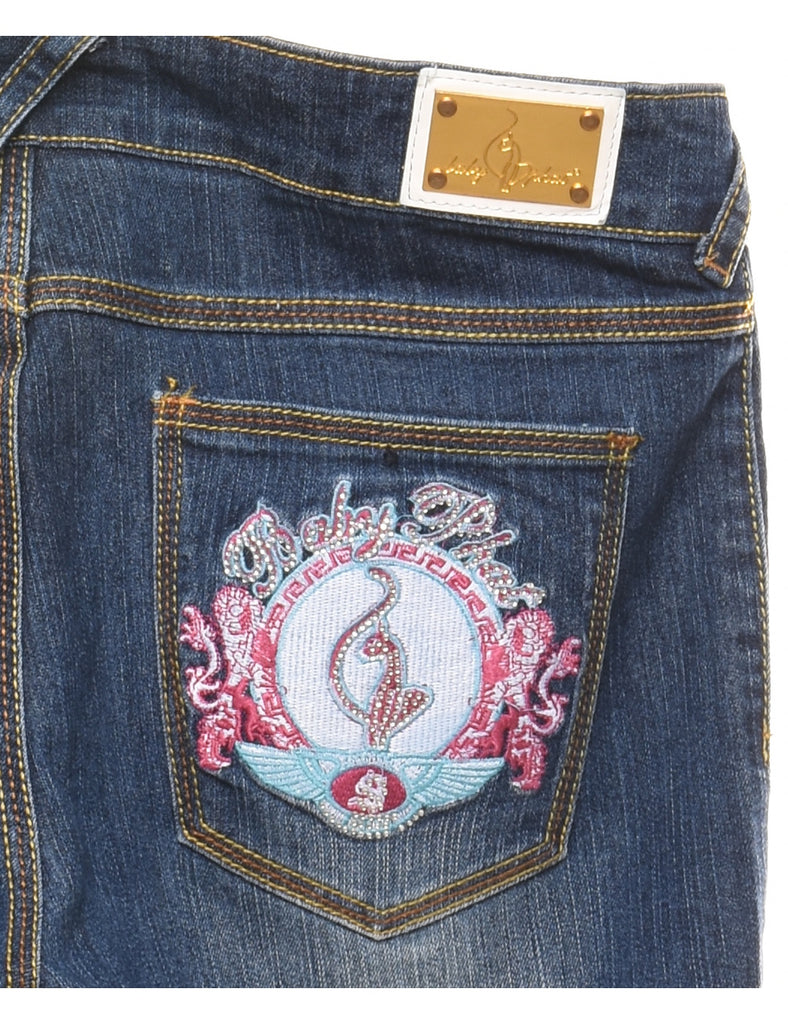 Cropped Baby Phat Y2K Embellished Jeans - W34 L18