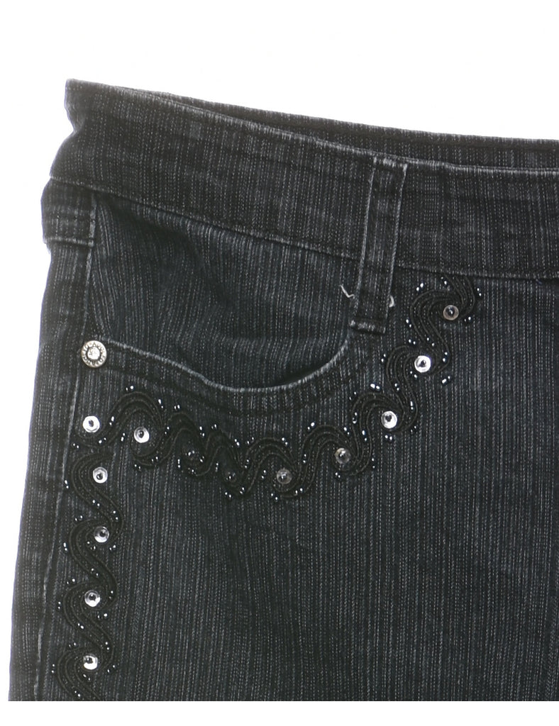 Cropped Black Y2K Embellished Jeans  - W32 L21