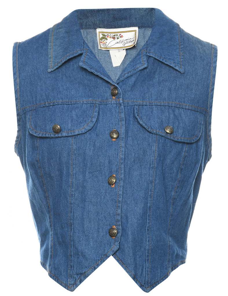 Cropped Denim Jacket Vest - M