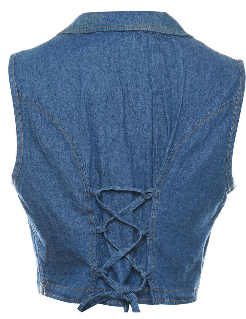 Cropped Denim Jacket Vest - M