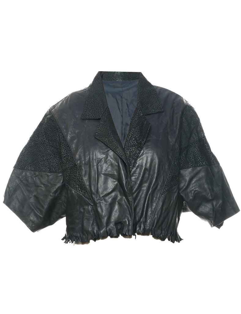 Cropped Leather Jacket - M