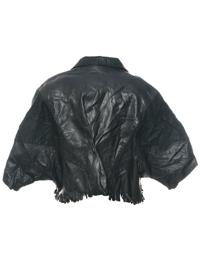 Cropped Leather Jacket - M