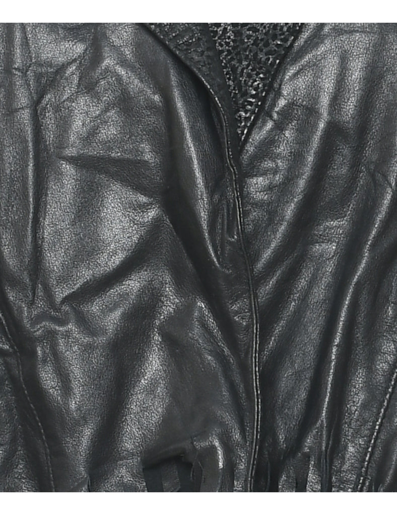 Cropped Leather Jacket - M