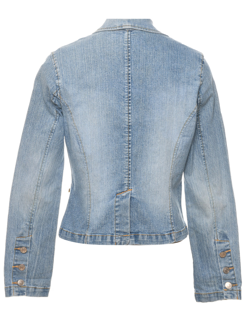 Cropped Light Wash Denim Blazer  - S