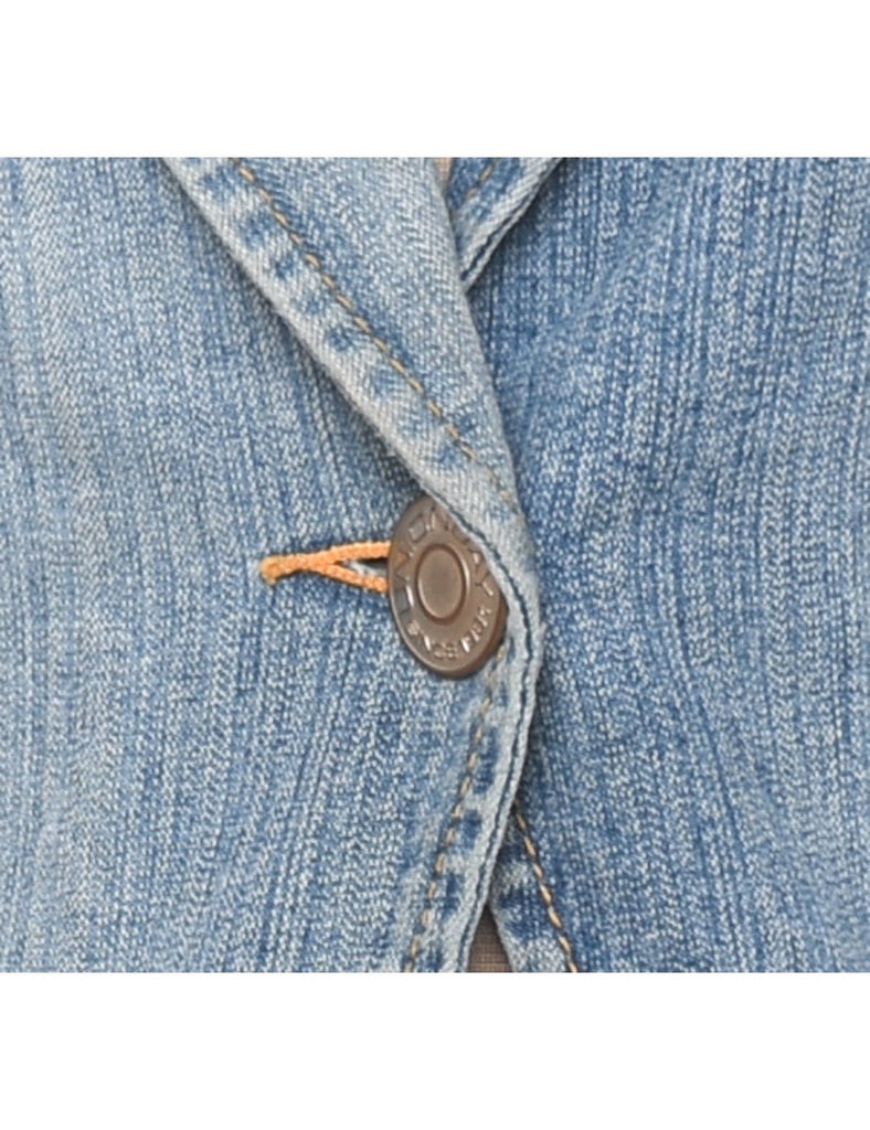 Cropped Light Wash Denim Blazer  - S