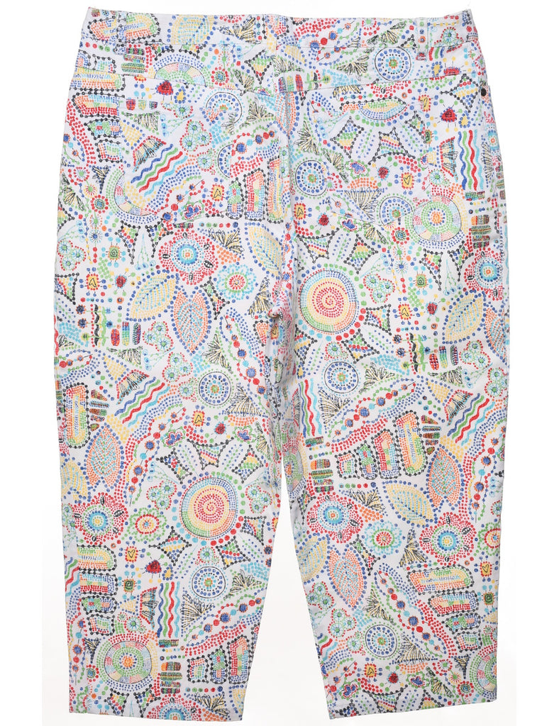 Cropped Multi-Colour Patterned Trousers - W36 L22