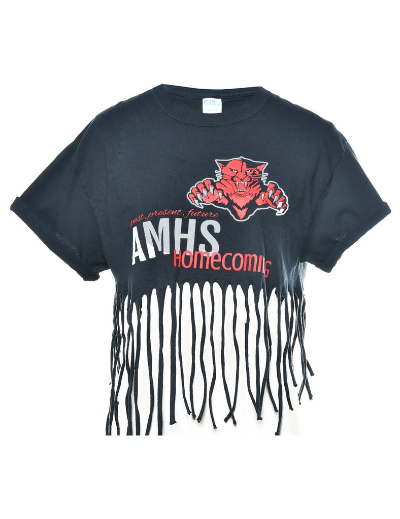 Cropped Printed T-shirt - M