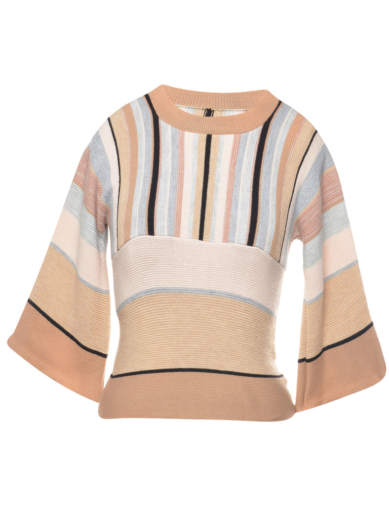 Cropped Striped Pattern Jumper - S