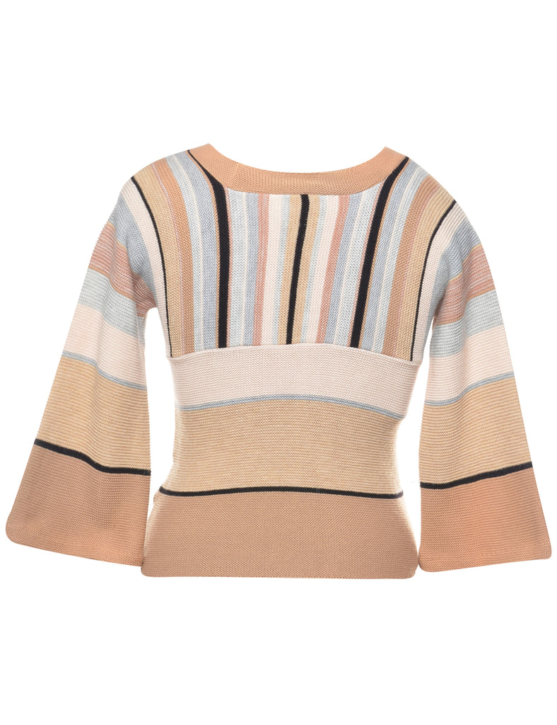 Cropped Striped Pattern Jumper - S