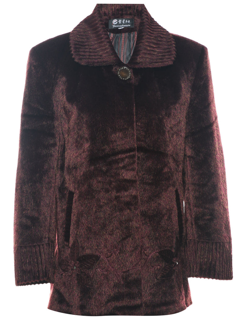 Dark Brown Faux Fur Coat - L